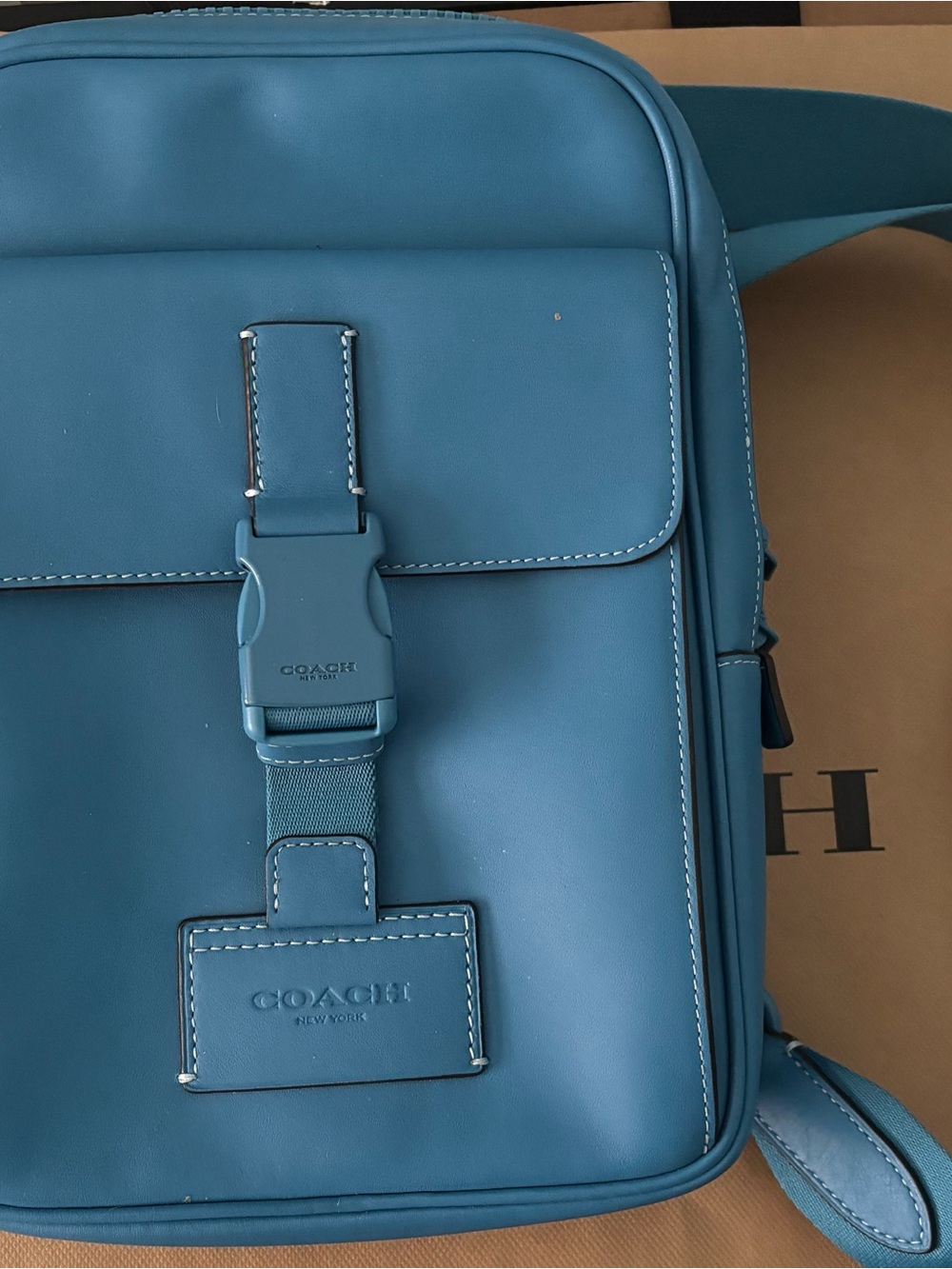 Coach Teal Blue Leather Messenger Crossbody